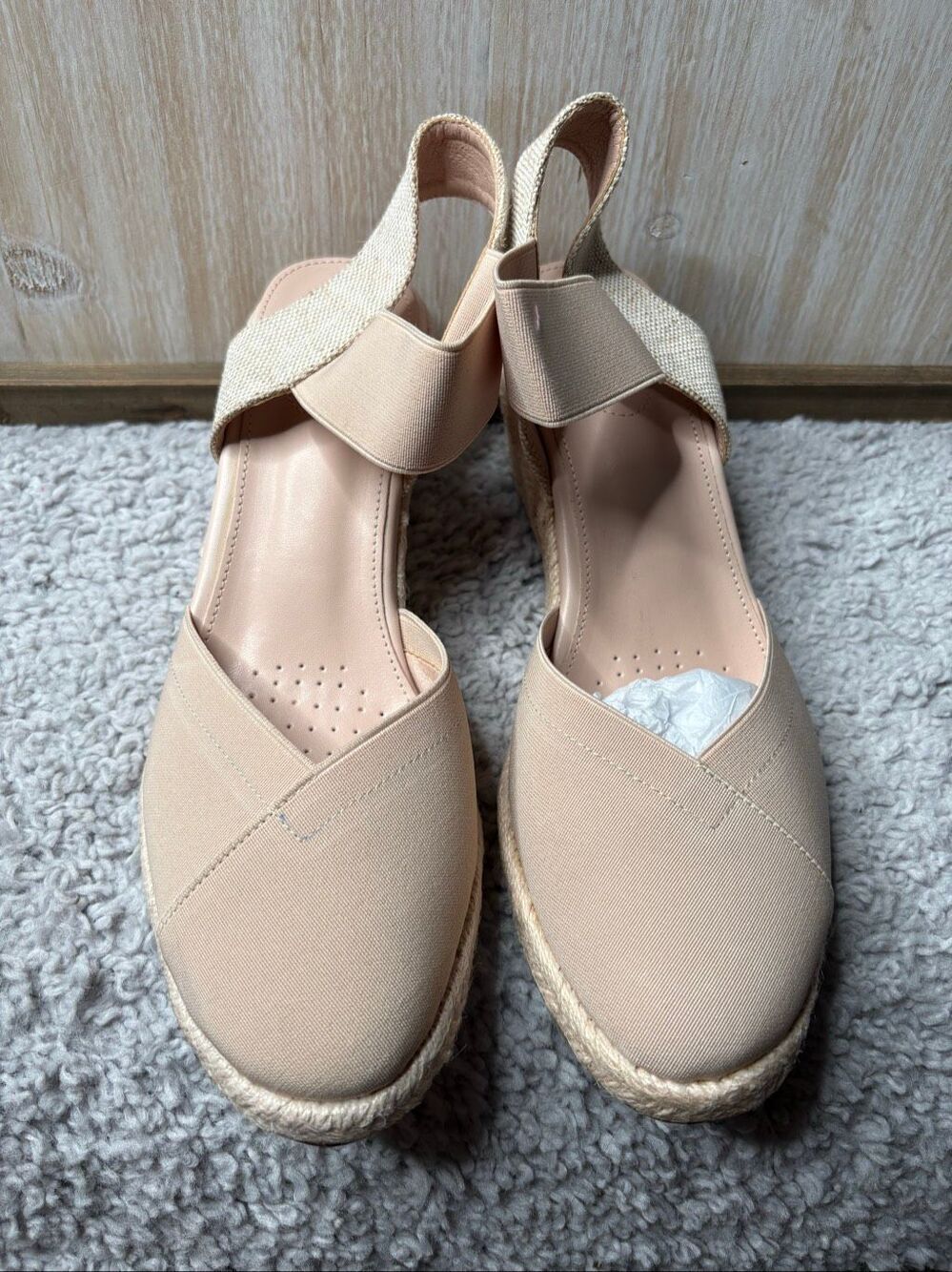 SHEIN Beige Canvas Espadrille Wedge Slingback Women's Sandals Size 11